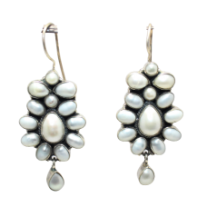 Dangle Earrings Silver 925 Sterling Natural Freshwater Pearl Gemstone Women E318